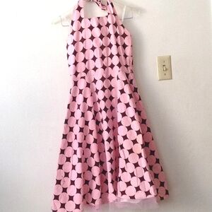CHANTILLY PLACE Pink Polka Dot Halter Dress, Size 16, Big Girl, Dance, Retro